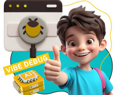 Тестирование & Vibe Debug. Охотники за багами - КИБЕРшкола программирования для детей, компьютерные курсы для школьников, начинающих и подростков - KIBERone г. Магнитогорск